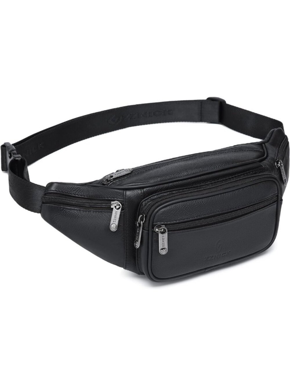 Stylish Genuine Leather Fanny Pack with Adjustable Belt & Multiple Pockets for